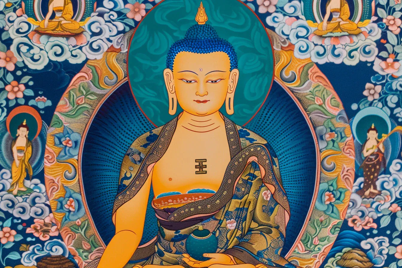 Peinture Tibétaine Bouddha Shakyamuni – Image 3
