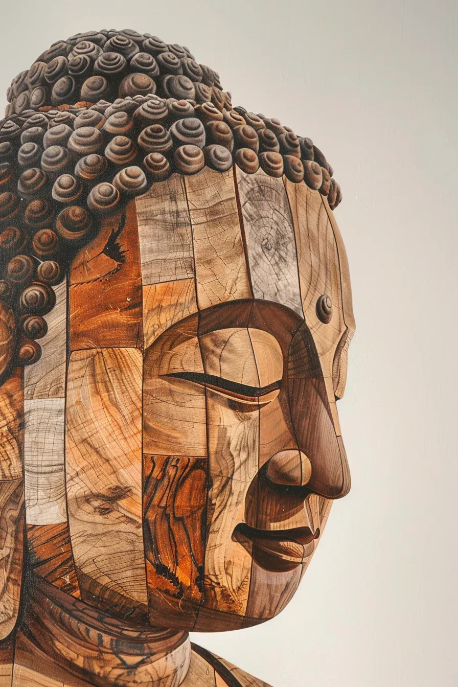 Tableau Statue Bouddha en Bois – Image 3