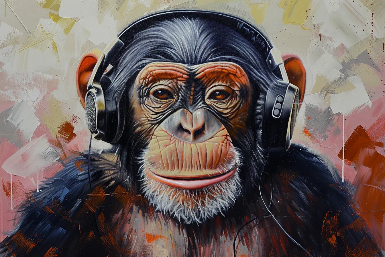 Tableau Singe Casque Musique – Image 3