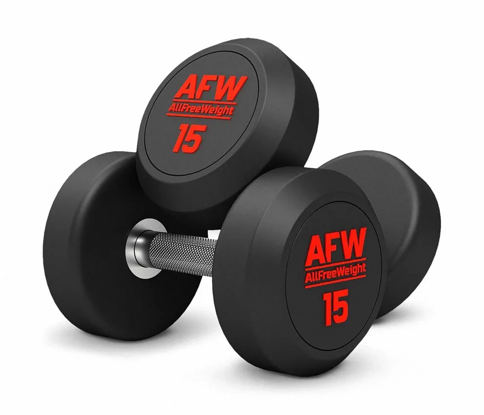 Haltères rondes monobloc en caoutchouc gamme R plus de AllFreeWeight – Image 7