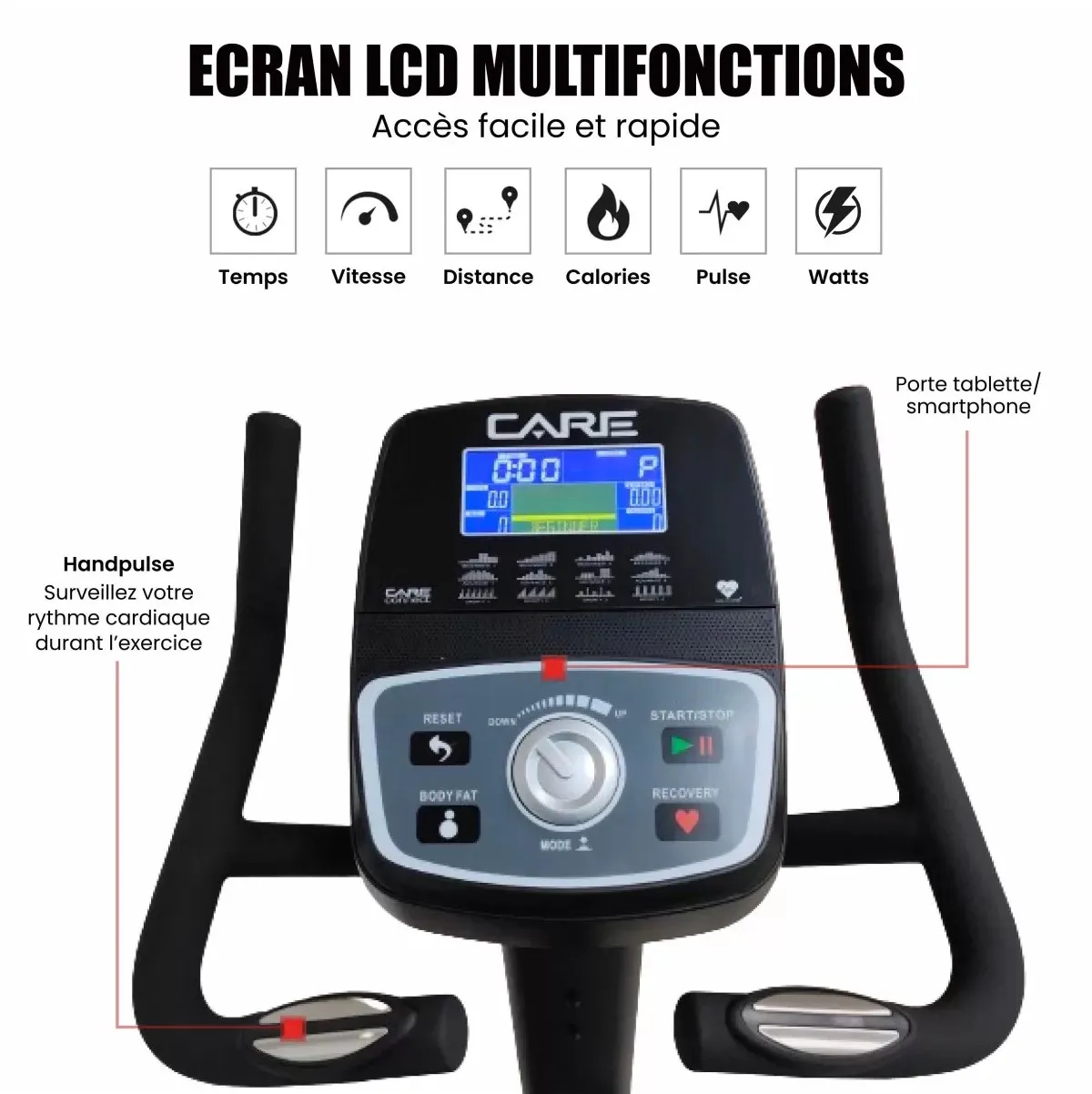 Vélo d’entrainement – CARE FITNESS – TELIS ergomètre connecté 450520 – Image 4
