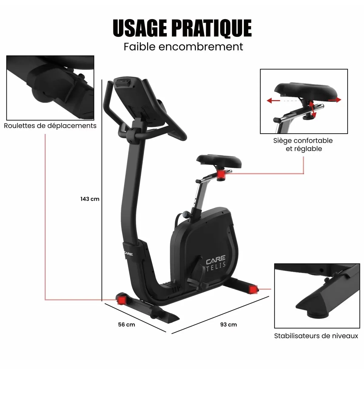 Vélo d’entrainement – CARE FITNESS – TELIS ergomètre connecté 450520 – Image 6