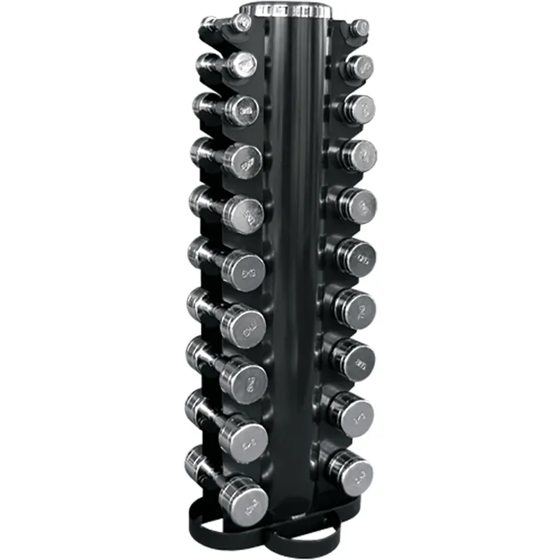 Set haltères chromées avec ratelier