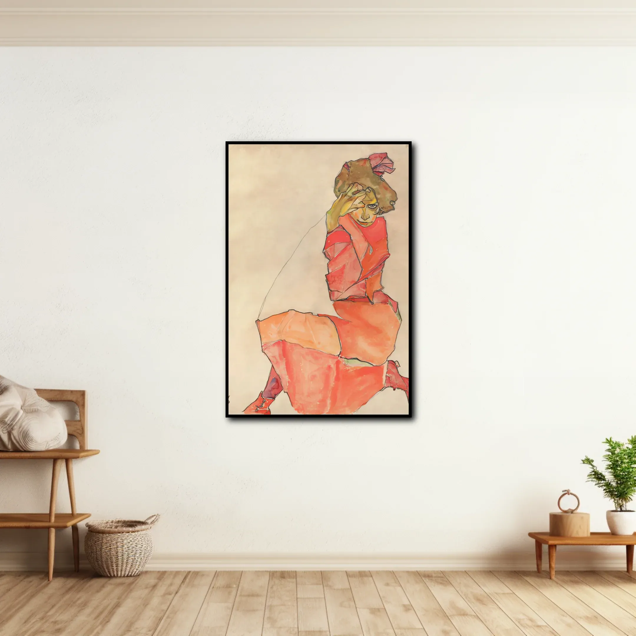 Femme agenouillée en robe - Egon Schiele – Image 2