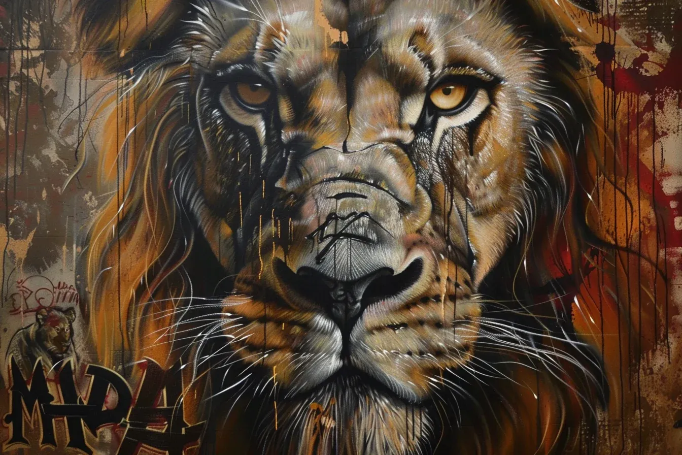 Peinture Street Art Lion – Image 3
