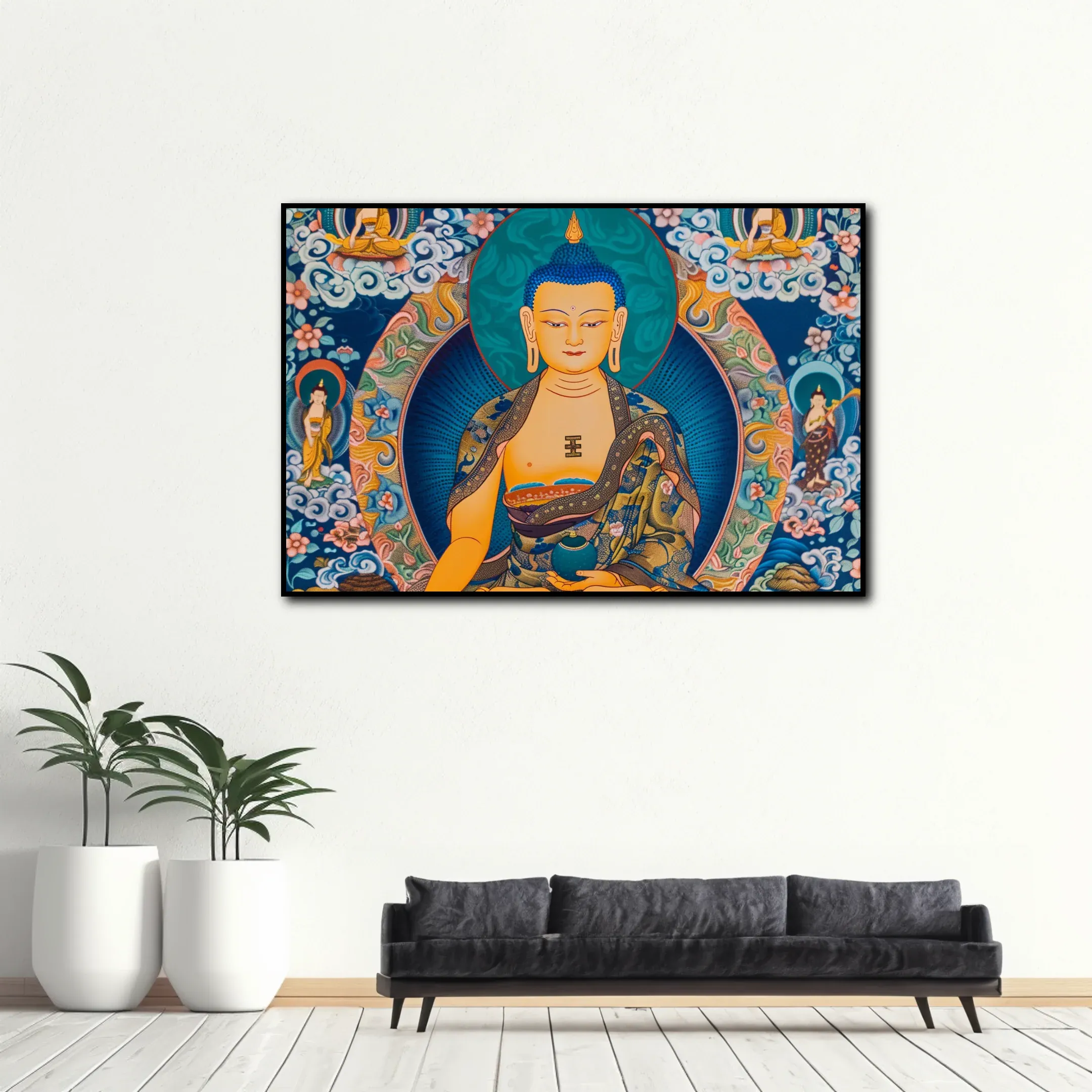 Peinture Tibétaine Bouddha Shakyamuni – Image 2