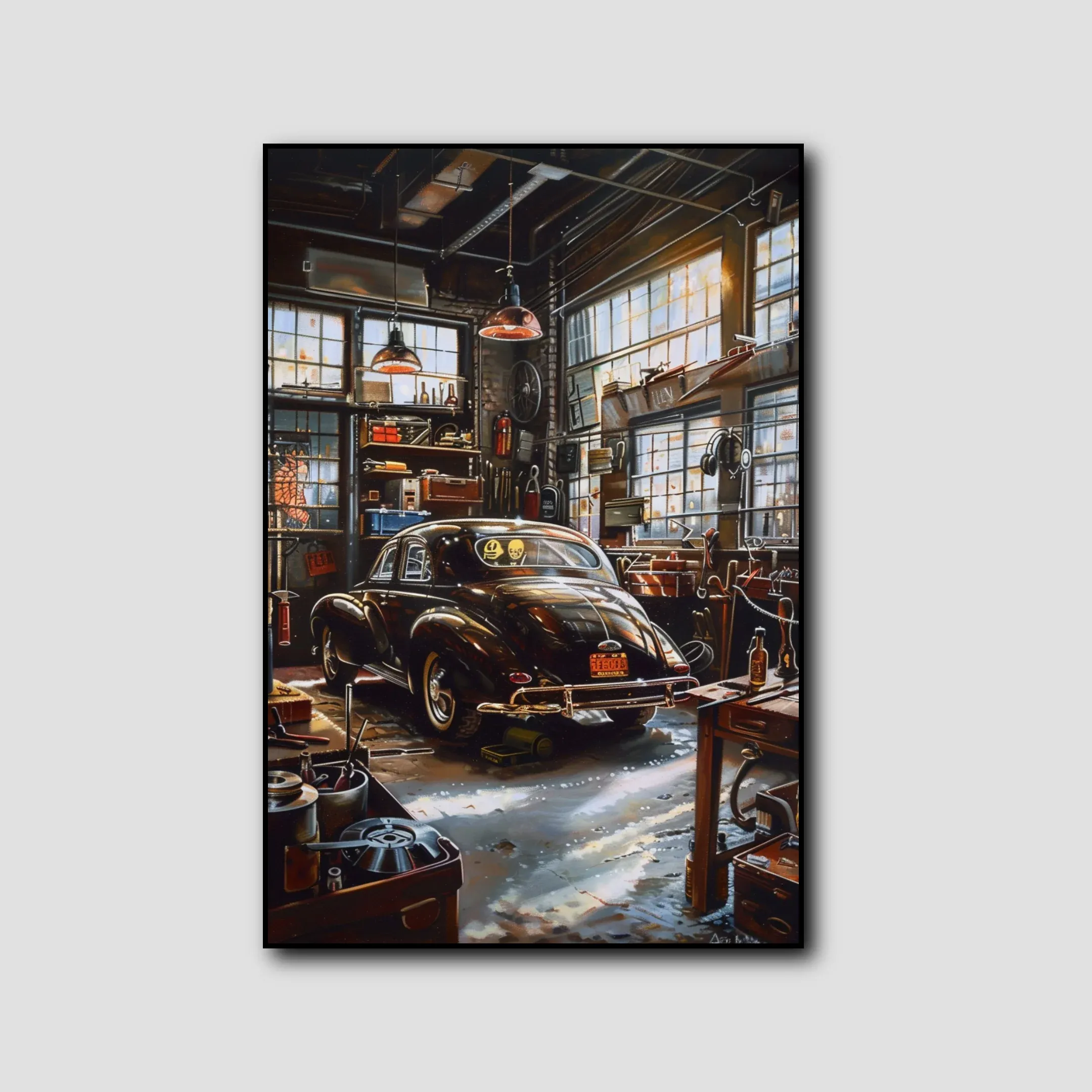 Tableau Voiture Atelier Retro