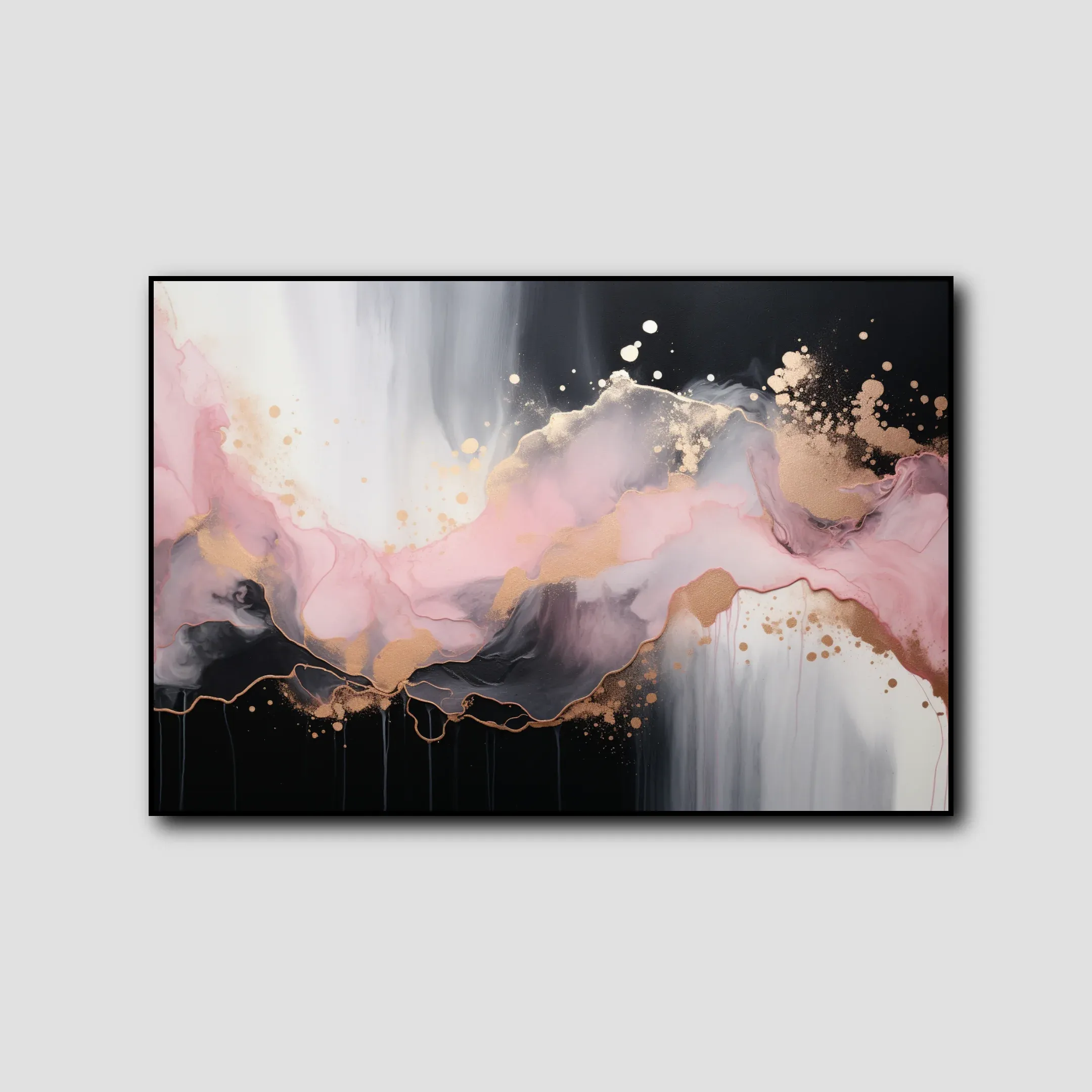 Tableau Abstrait Rose et Gris