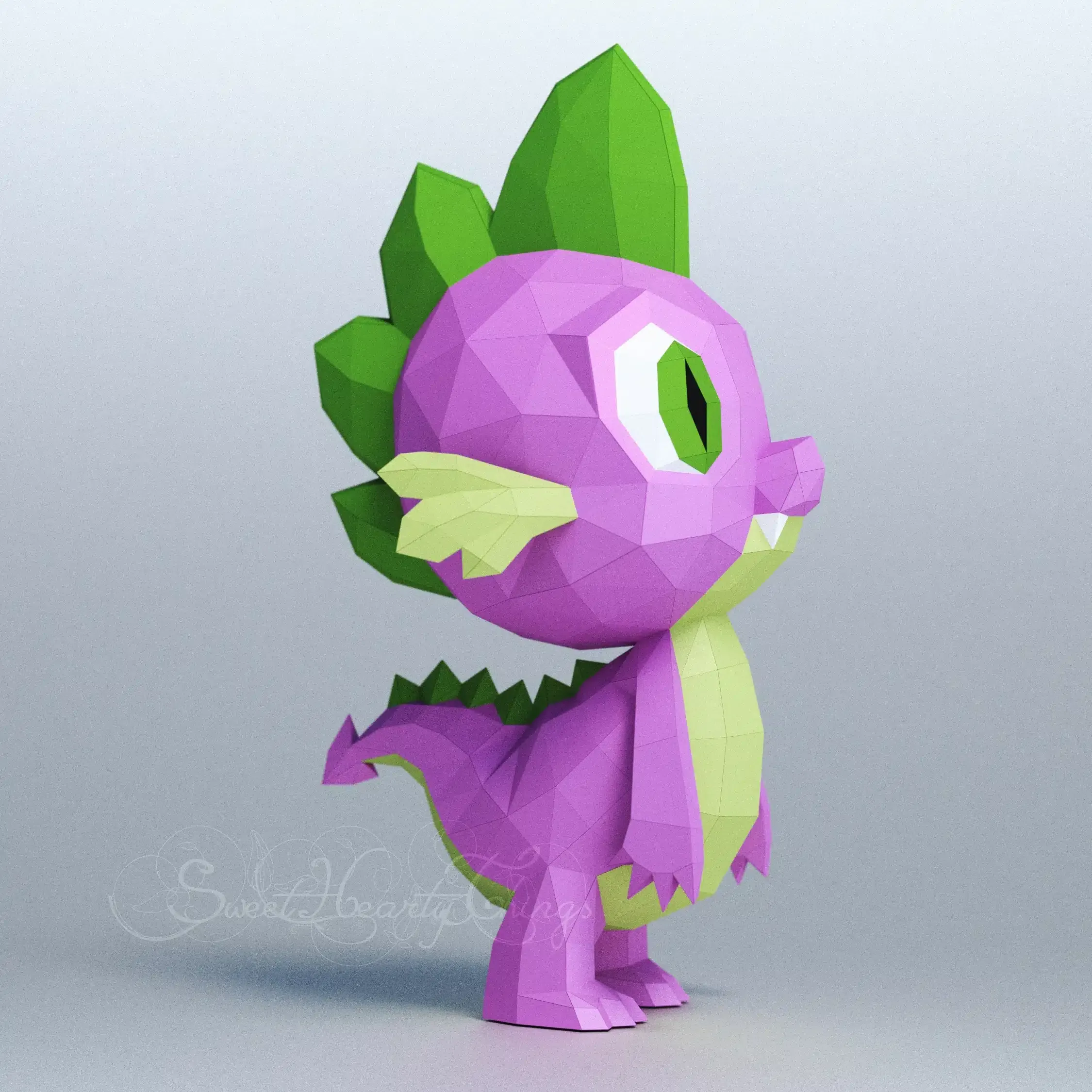 Papercraft Baby Spike en origami papier 3D – Image 2