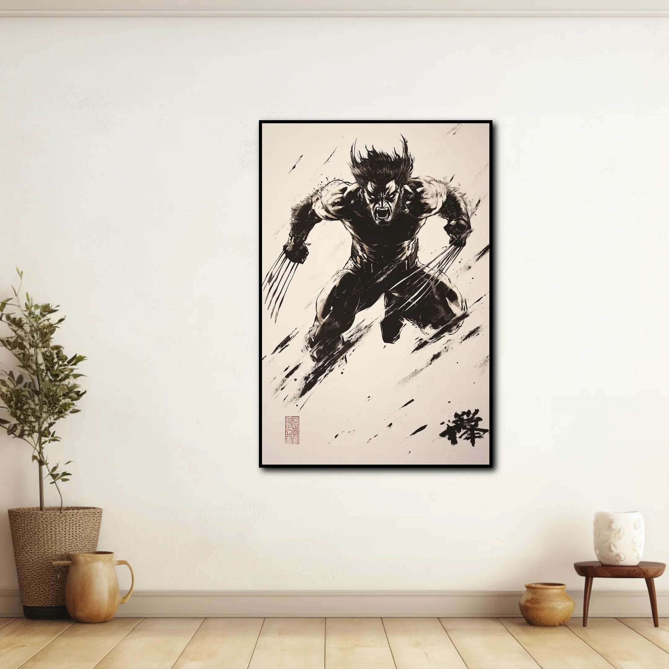 Tableau Wolverine X-men Encre chinoise – Image 2