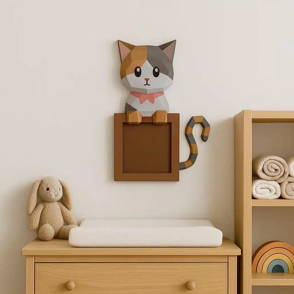 Cadre photo d’un chat en papercraft 3D
