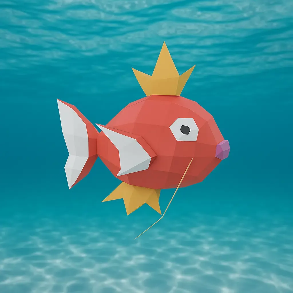 Magicarpe de Pokémon en papercraft 3D