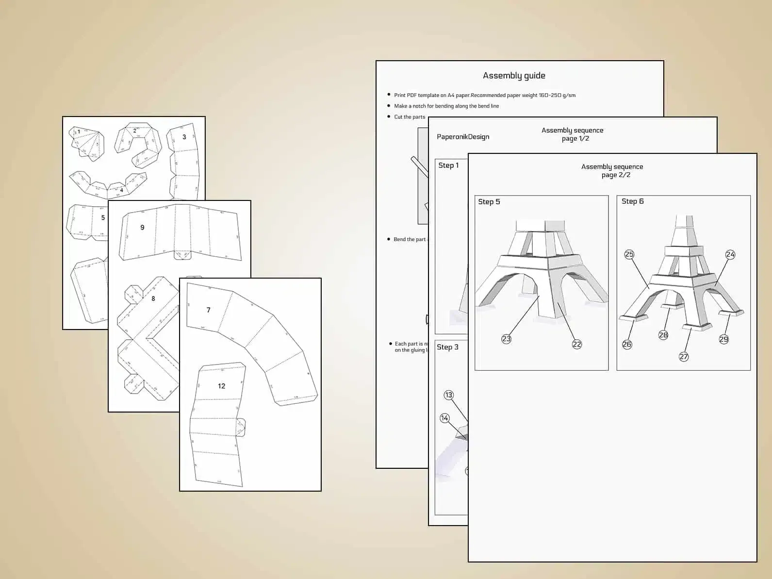 Papercraft de la Tour Eiffel en origami 3D – Image 2