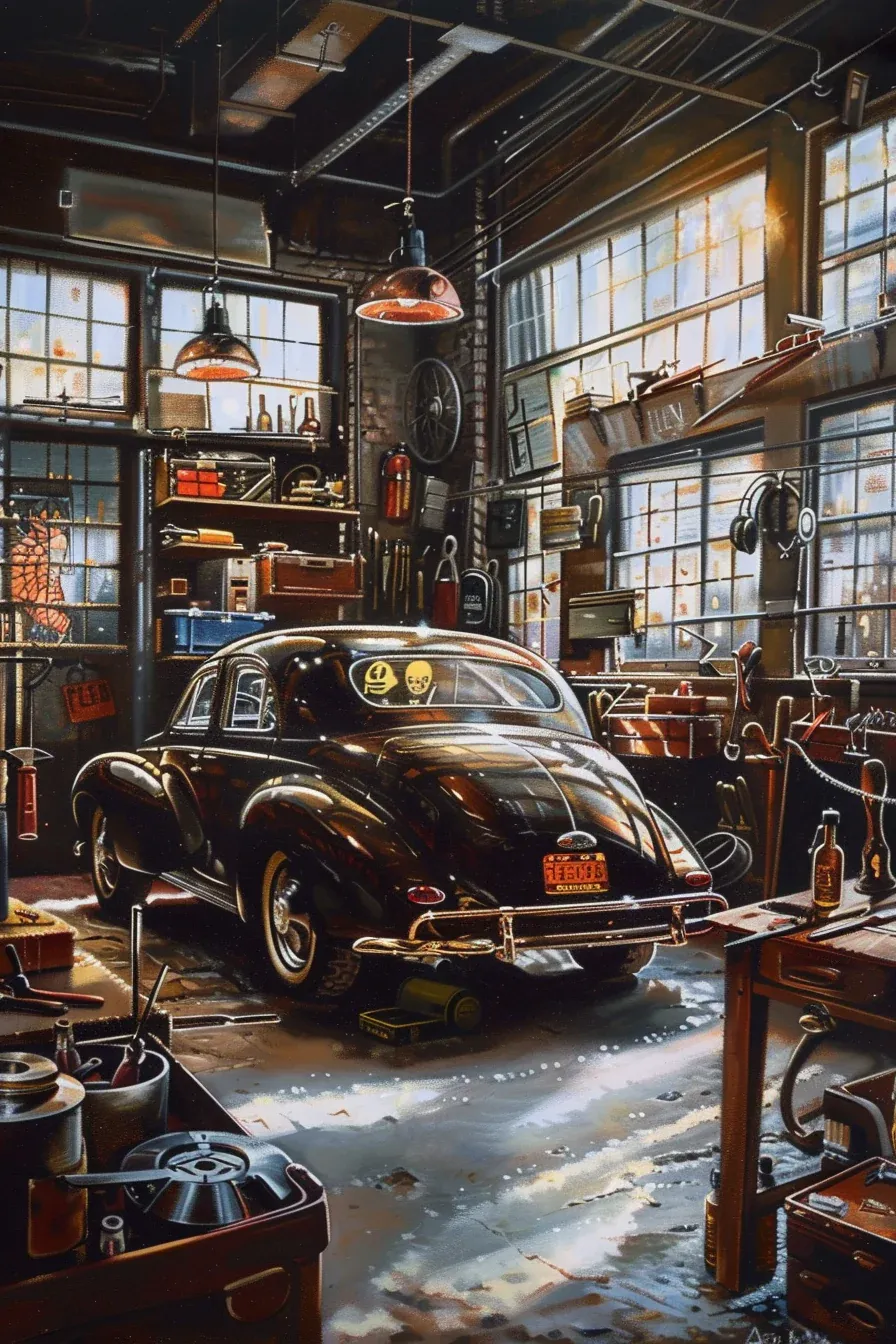 Tableau Voiture Atelier Retro – Image 3