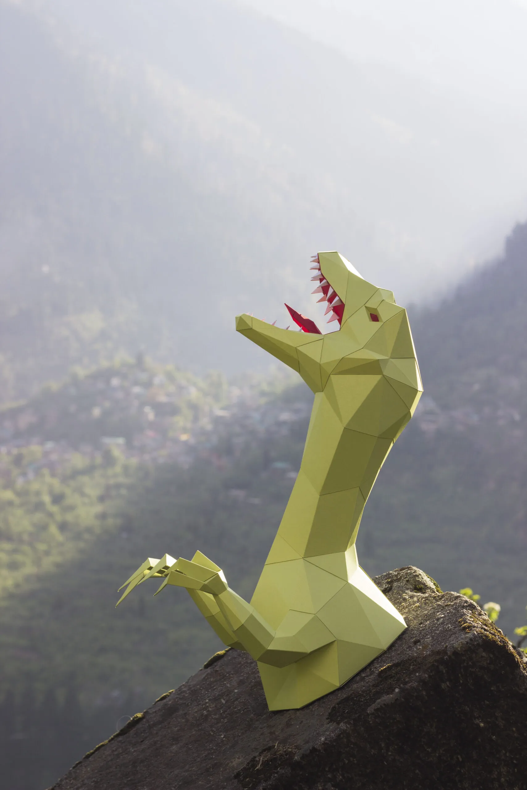 Papercraft tête de raptor Jurassic Park en origami – Image 2