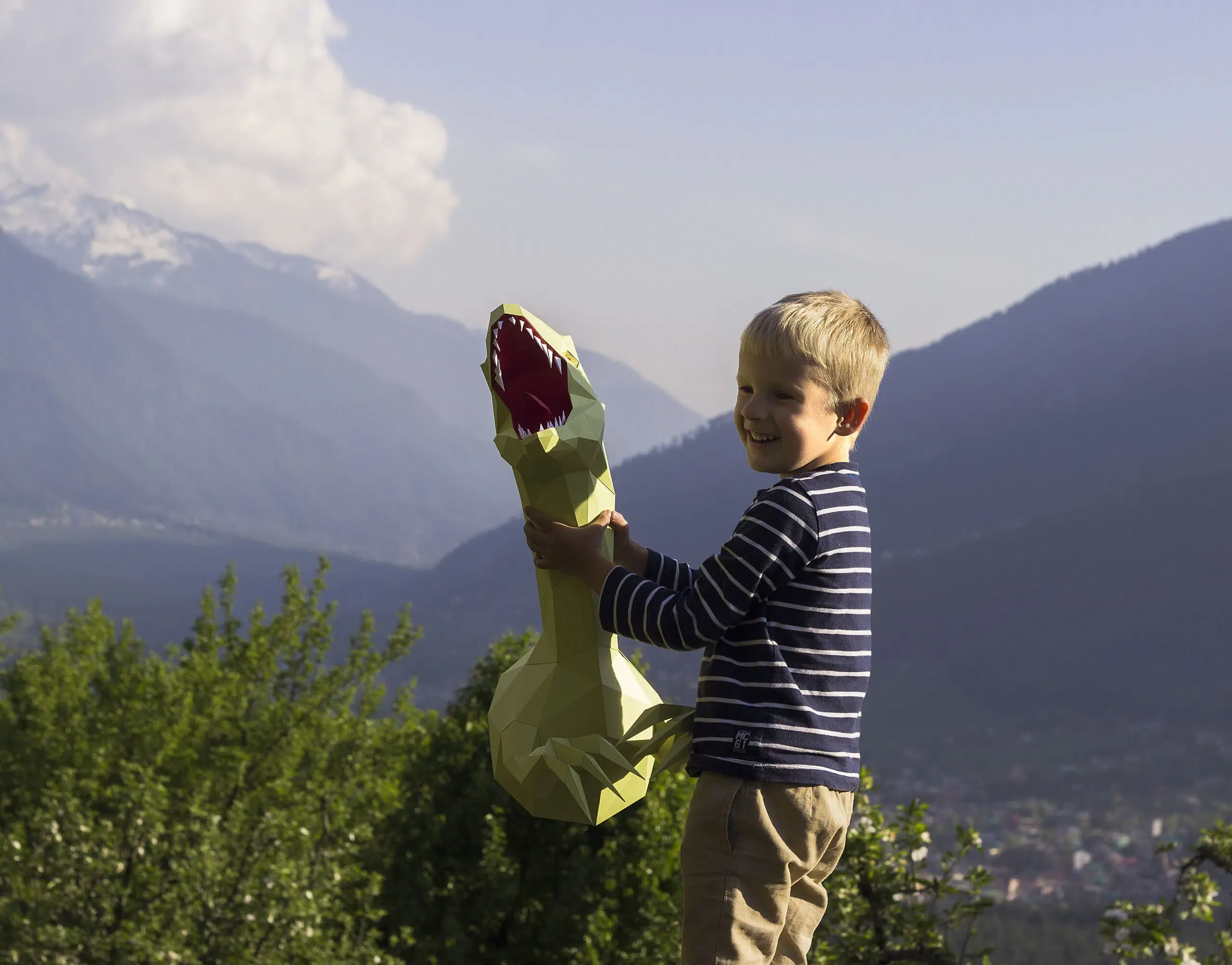 Papercraft tête de raptor Jurassic Park en origami – Image 6