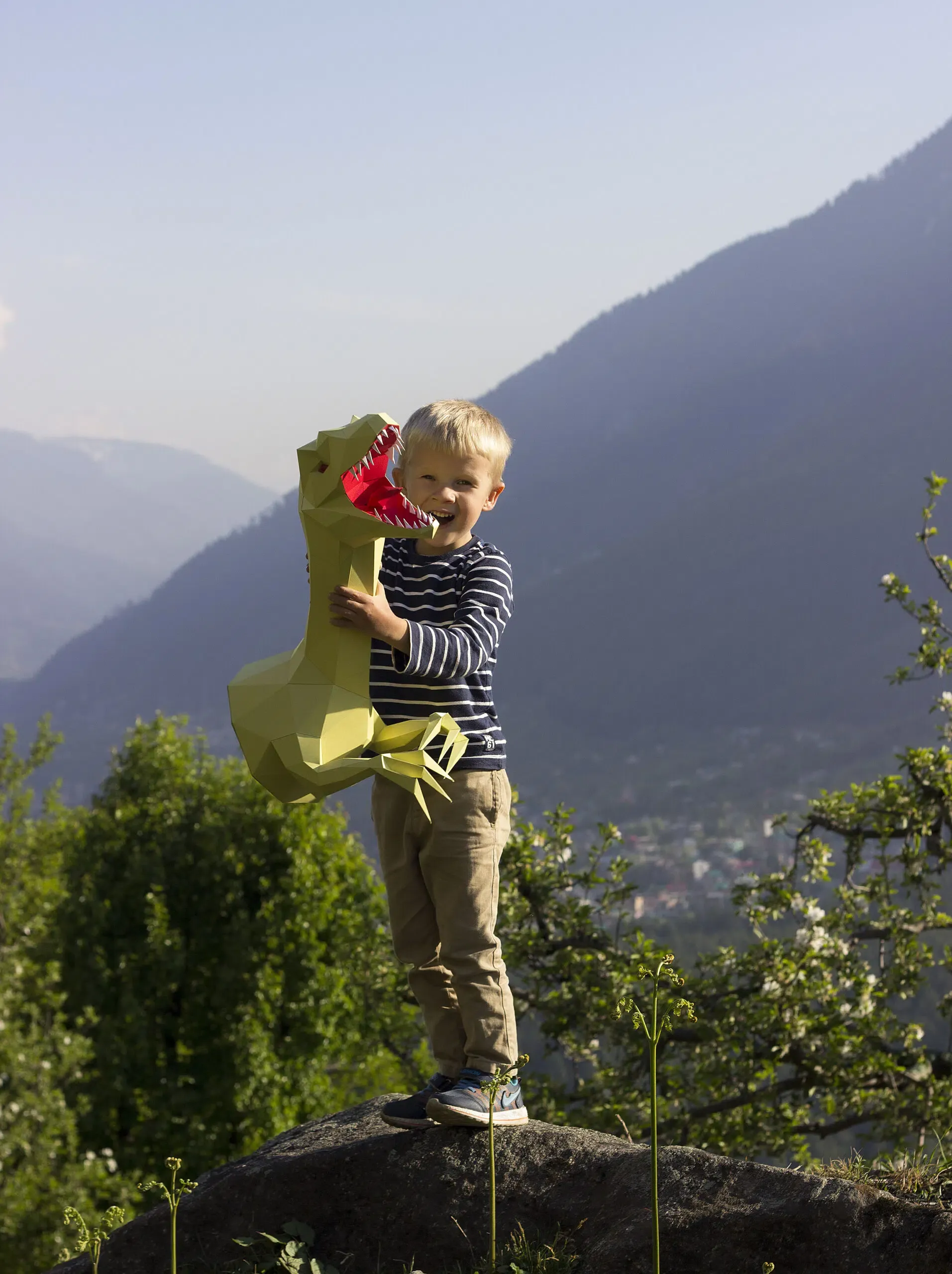 Papercraft tête de raptor Jurassic Park en origami – Image 7