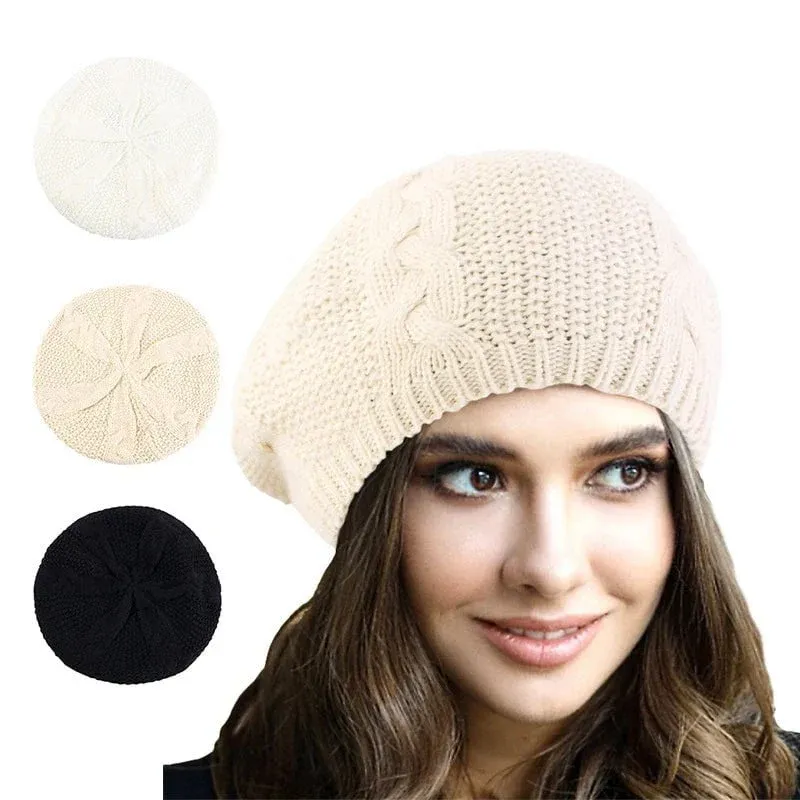 Bonnet d’hiver pour femme en tricot doux et tendance