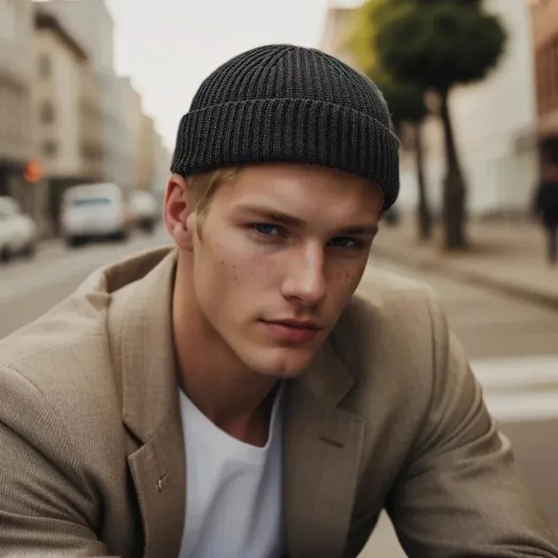 Bonnet tricoté simple pour homme