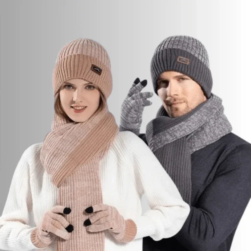 Ensemble bonnet d'hiver, gants, écharpe