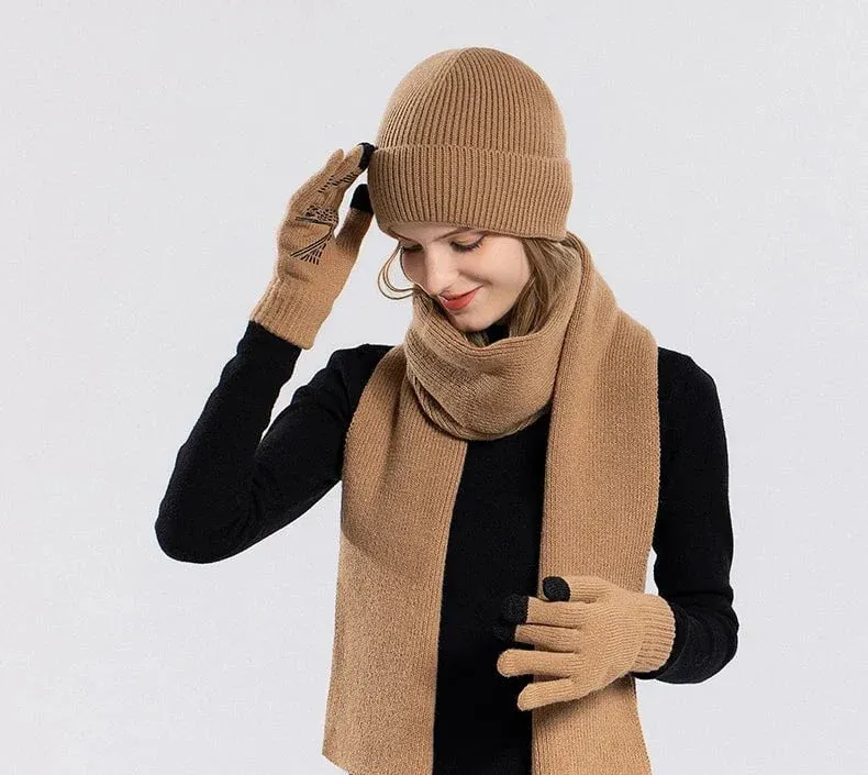 Ensemble bonnet écharpe et gants en acrylique – Image 9