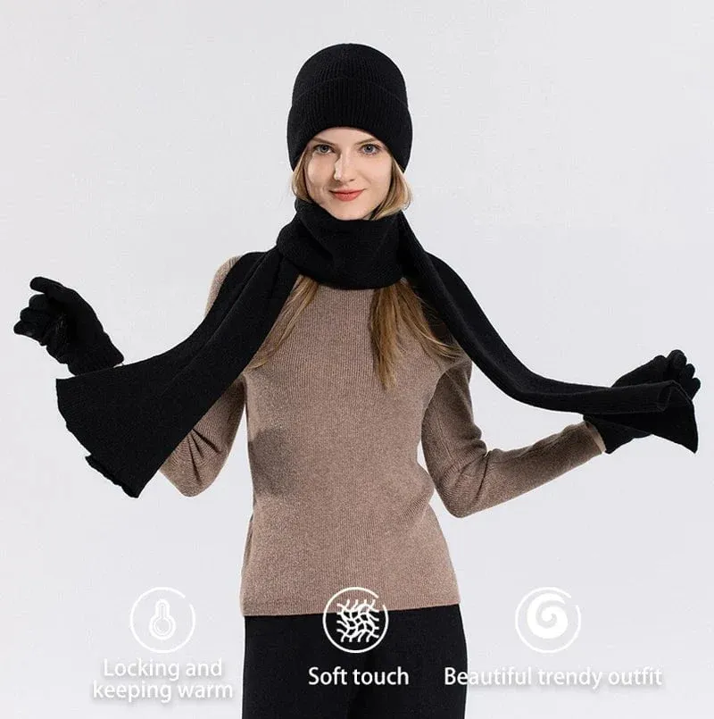 Ensemble bonnet écharpe et gants en acrylique – Image 8