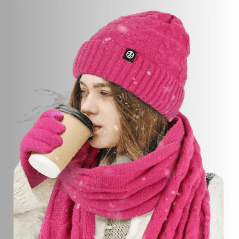Bonnet et écharpe et gants d'hiver pour femme