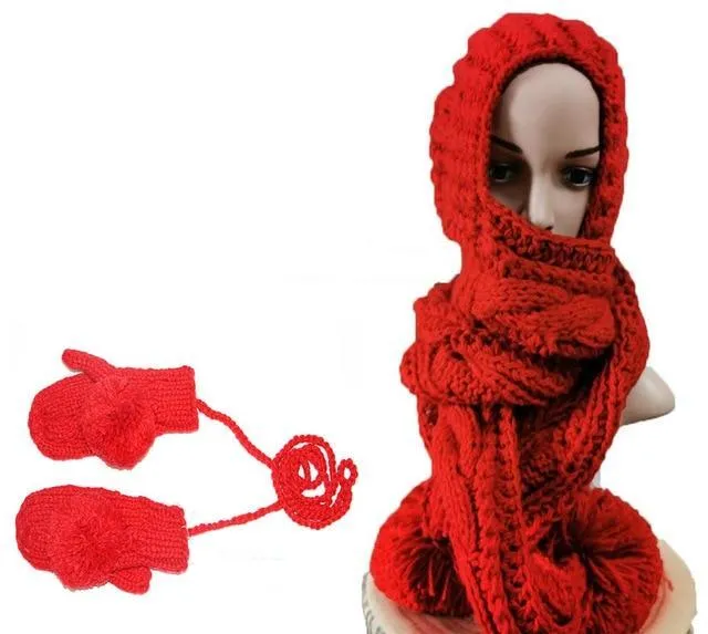 Chapeau avec écharpe et gants