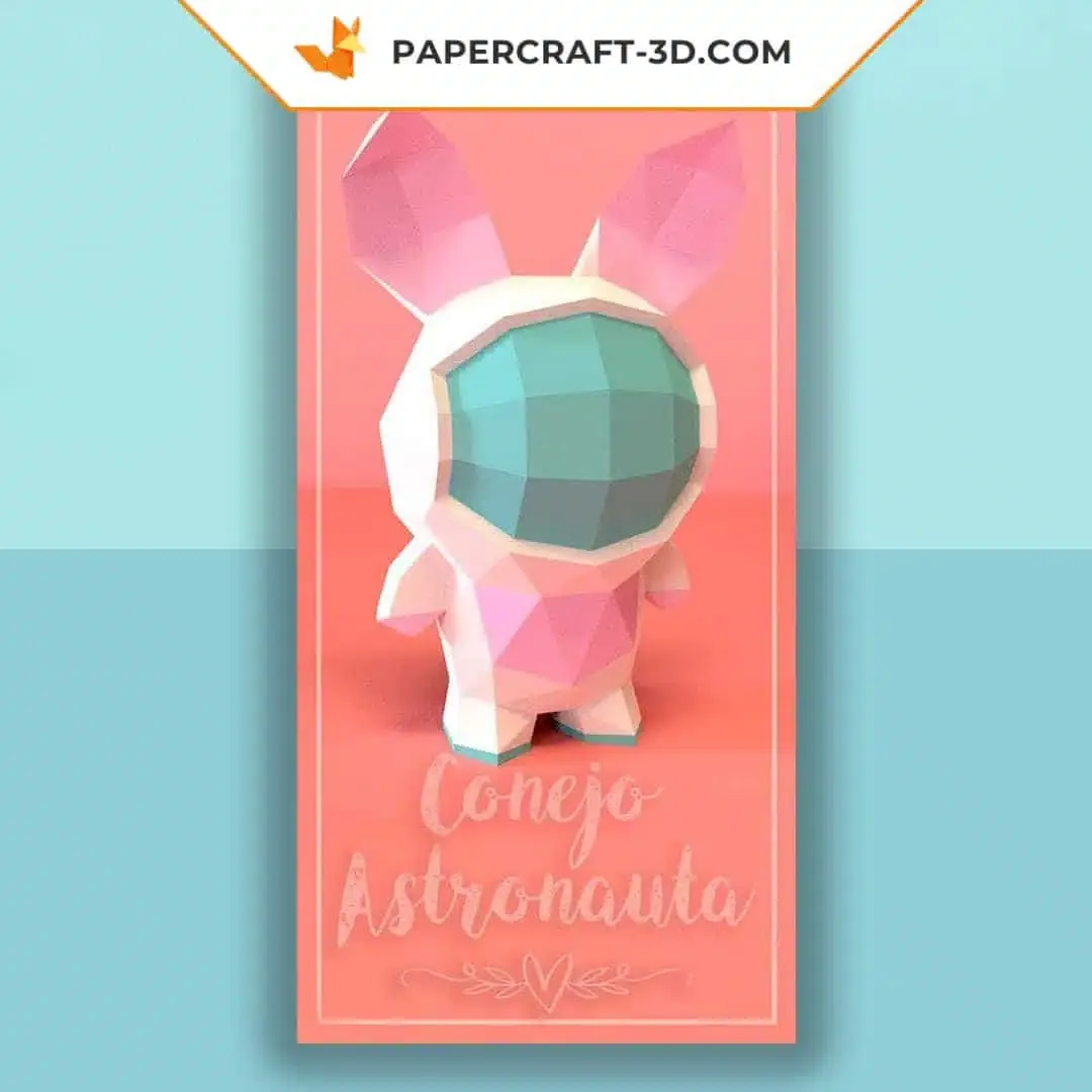 Papercraft lapin crétin astronaute en origami 3D – Image 3