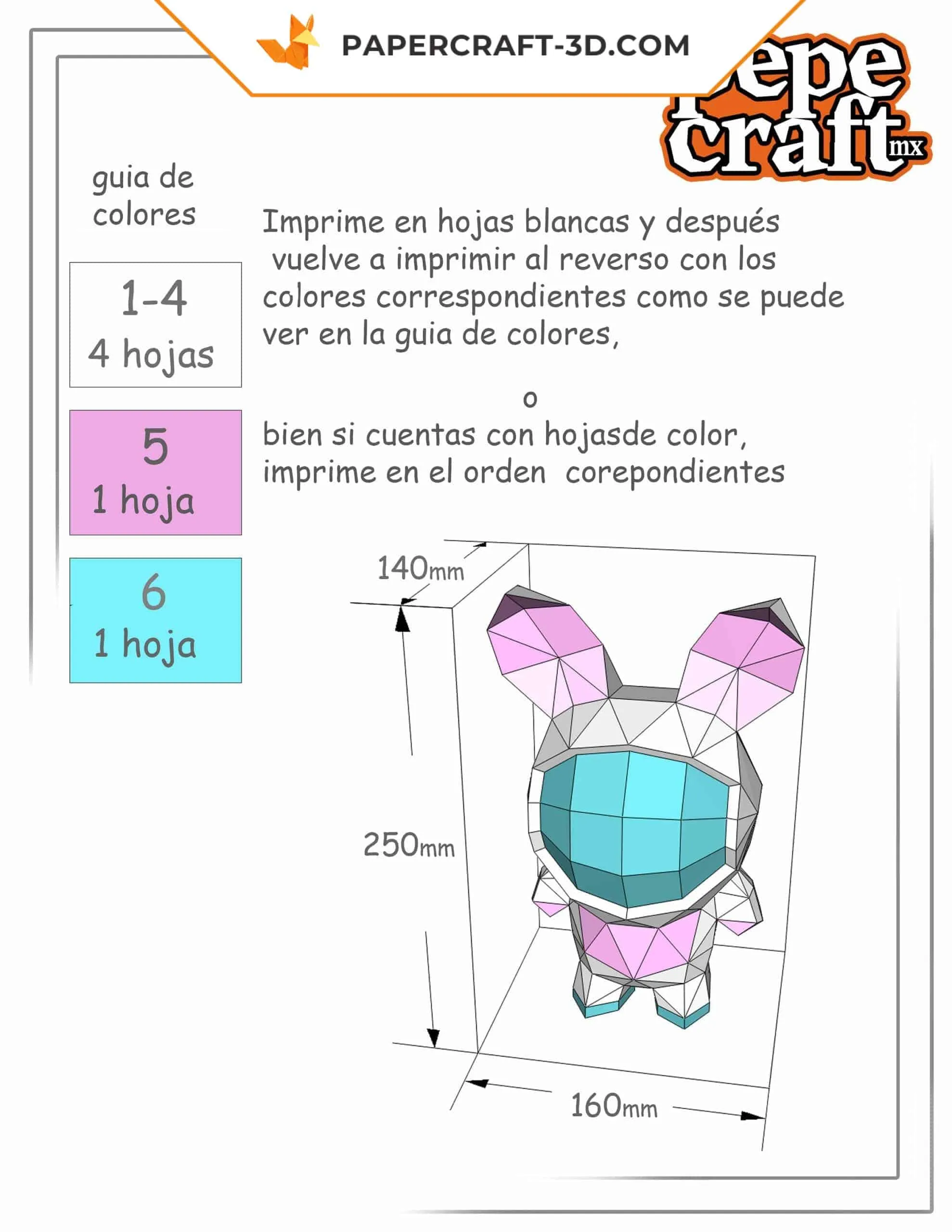 Papercraft lapin crétin astronaute en origami 3D – Image 9