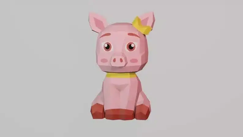 Papercraft de cochon avec nœud en origami 3D – Image 3