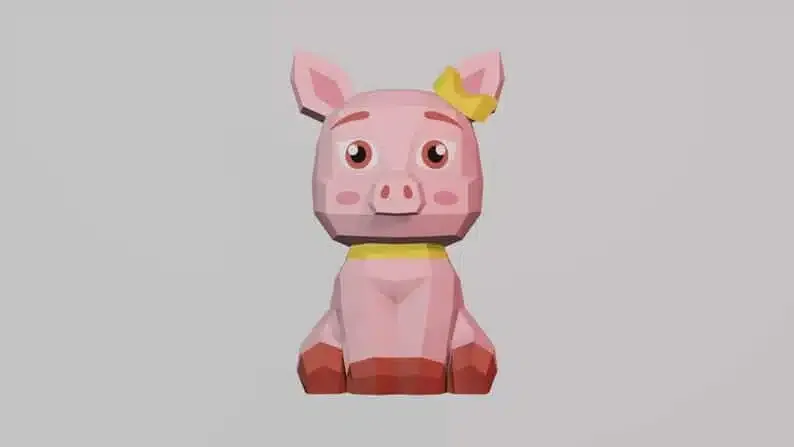 Papercraft de cochon avec nœud en origami 3D – Image 4