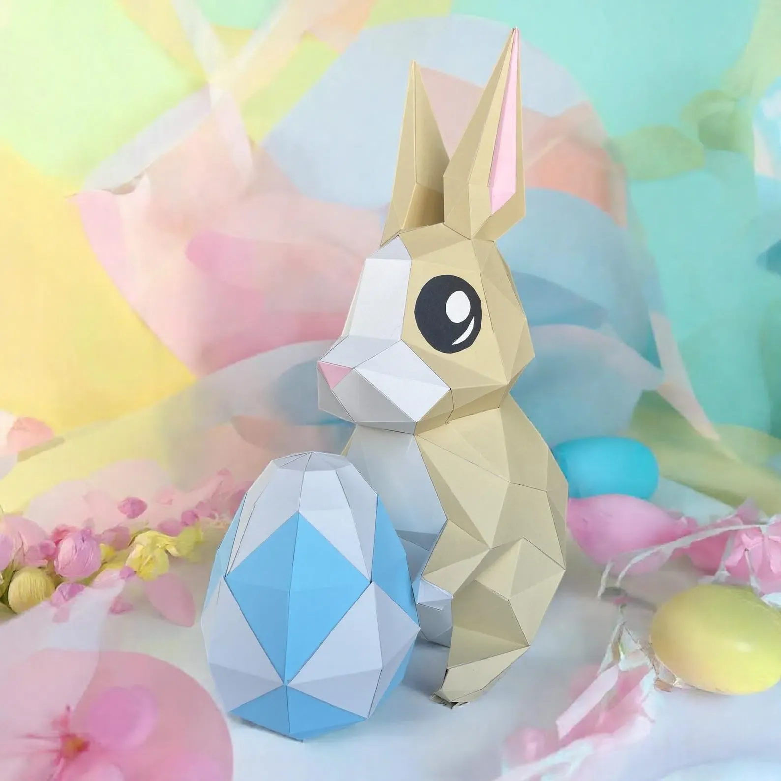 Papercraft de lapin de Pâques en origami 3D – Image 2