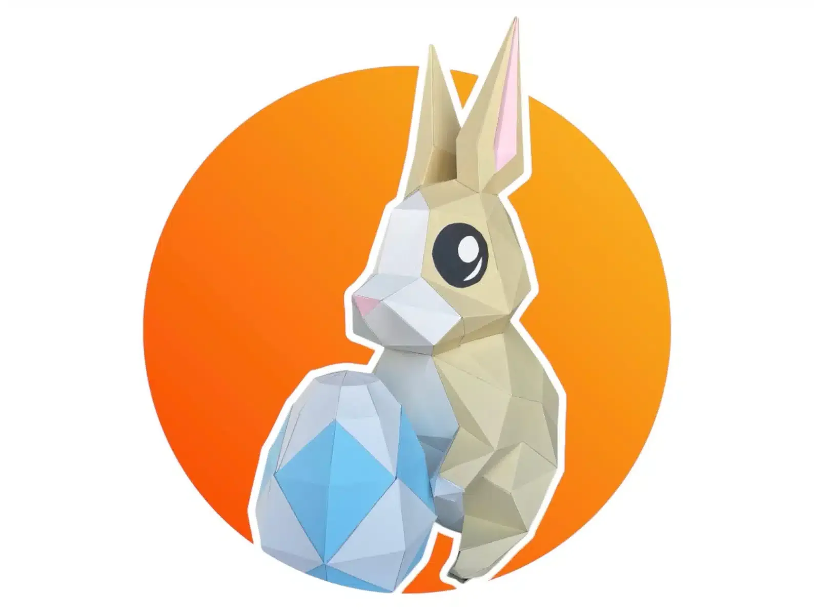 Papercraft de lapin de Pâques en origami 3D