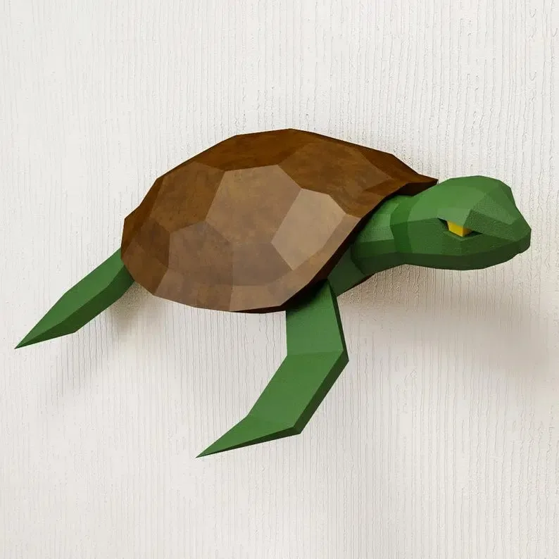 Papercraft demi tortue murale en origami 3D DIY