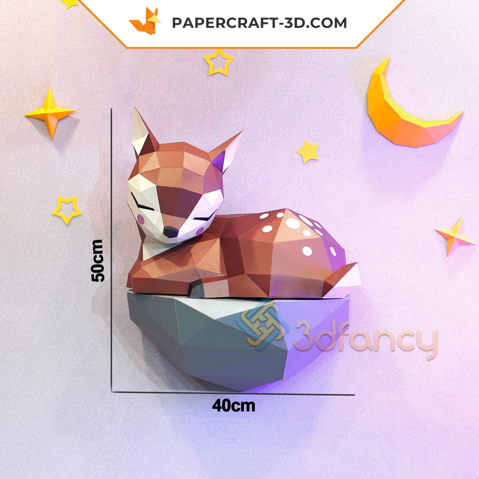 Papercraft faon sur rocher en origami – Image 2