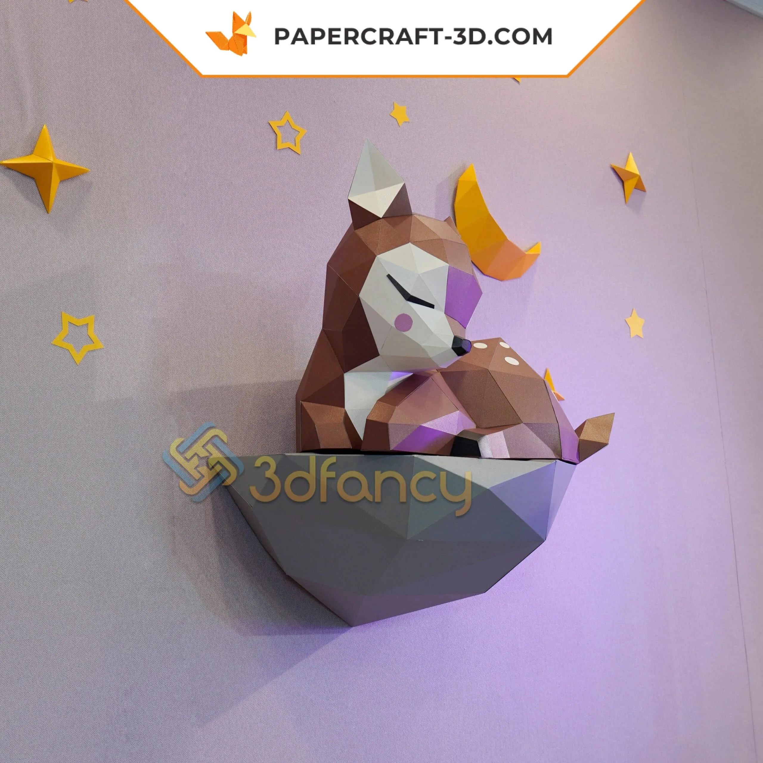 Papercraft faon sur rocher en origami – Image 9