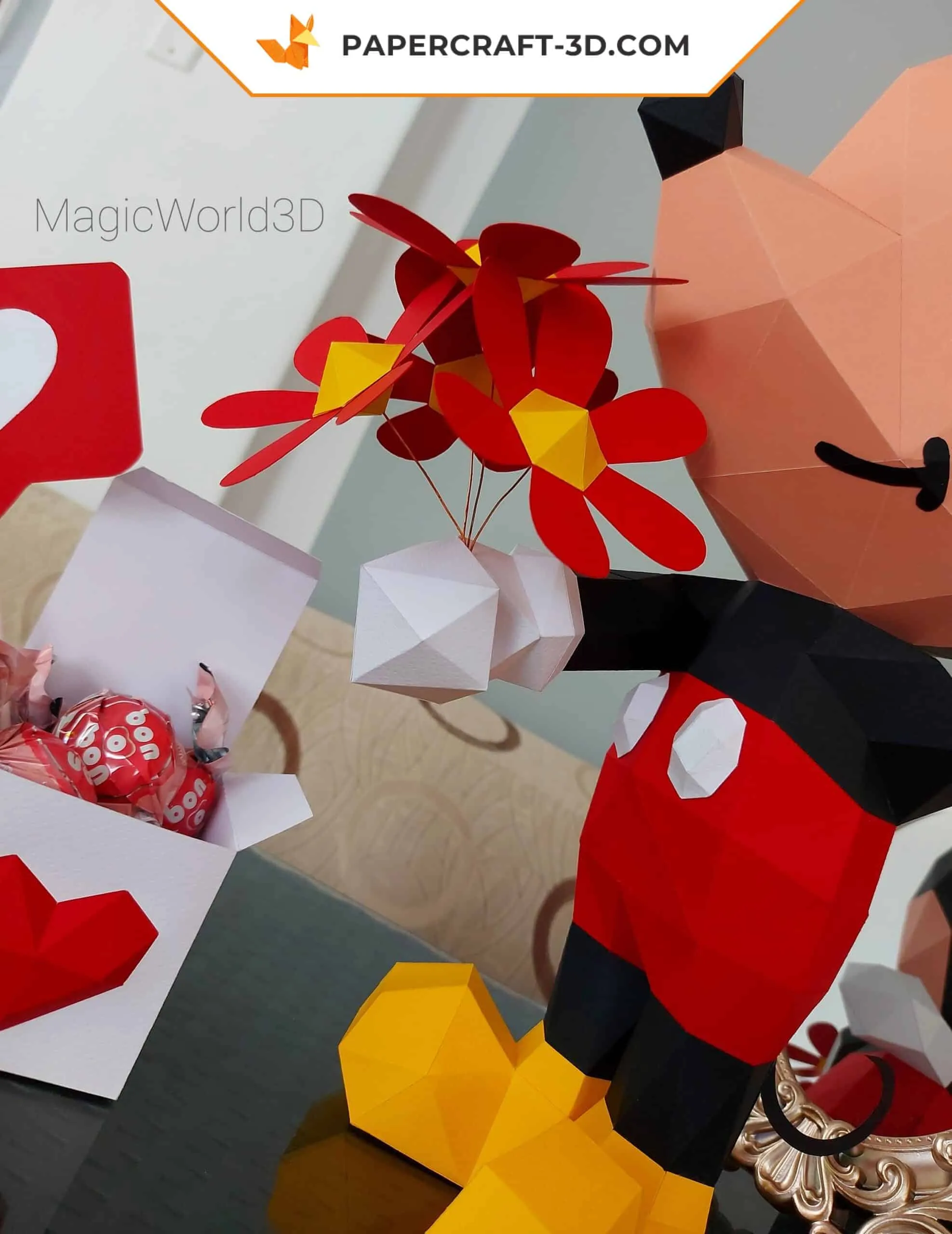 Papercraft Mickey et Minnie en origami 3D – Image 4
