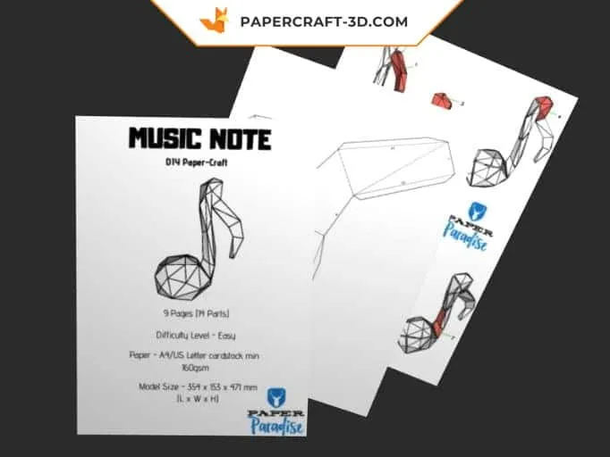 Papercraft notes de musique clé de sol en origami – Image 6