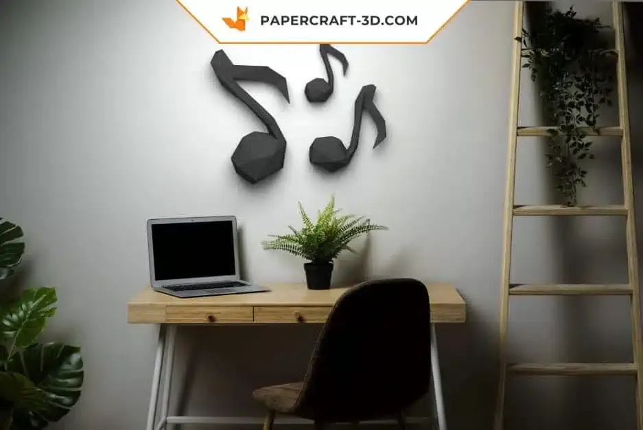 Papercraft notes de musique clé de sol en origami