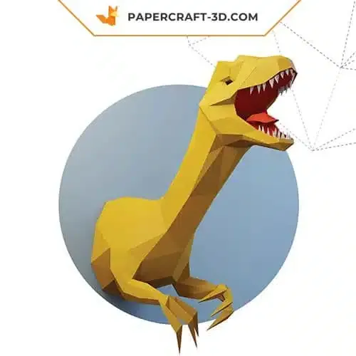 Papercraft tête de raptor Jurassic Park en origami