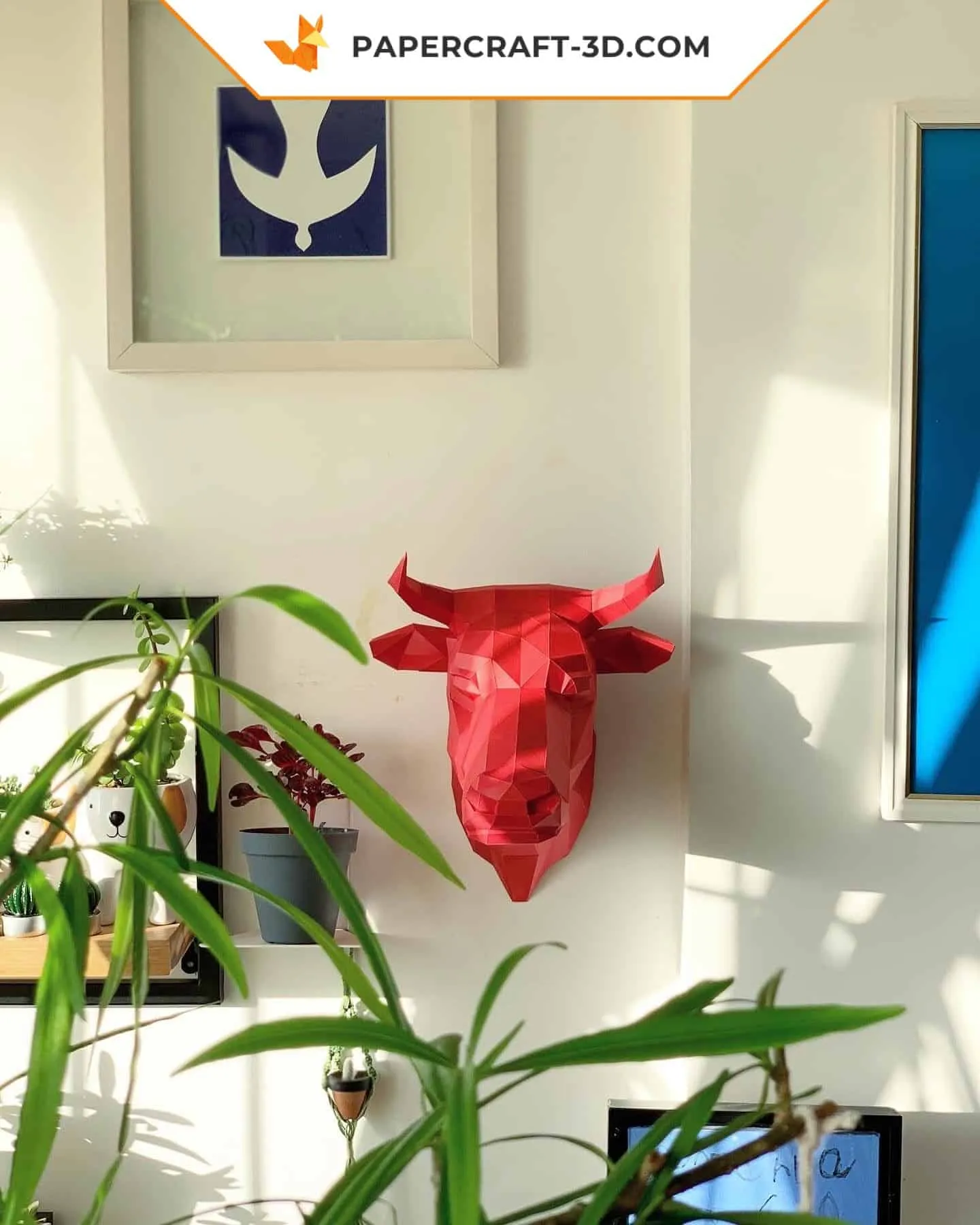 Papercraft tête de taureau en origami 3D – Image 4