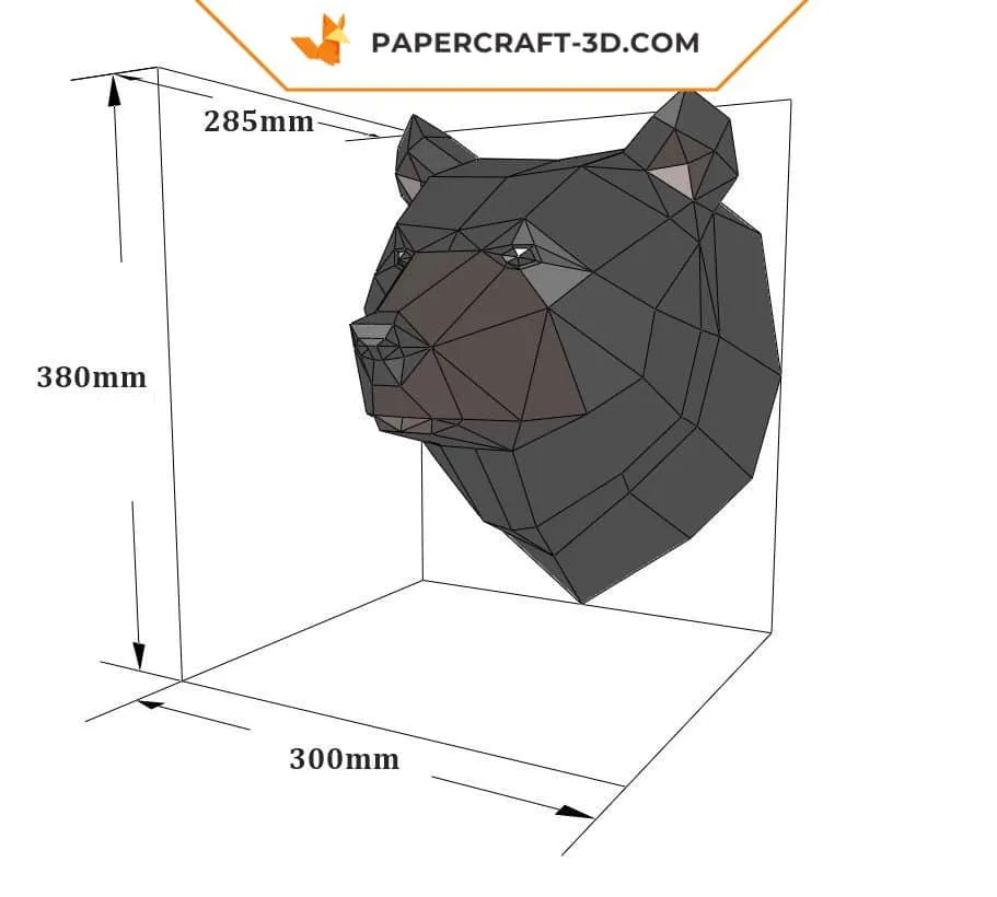 Papercraft trophée grizzly en origami 3D – Image 7