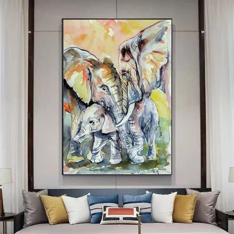 Peinture a l'Huile Famille d'Eléphant – Image 4