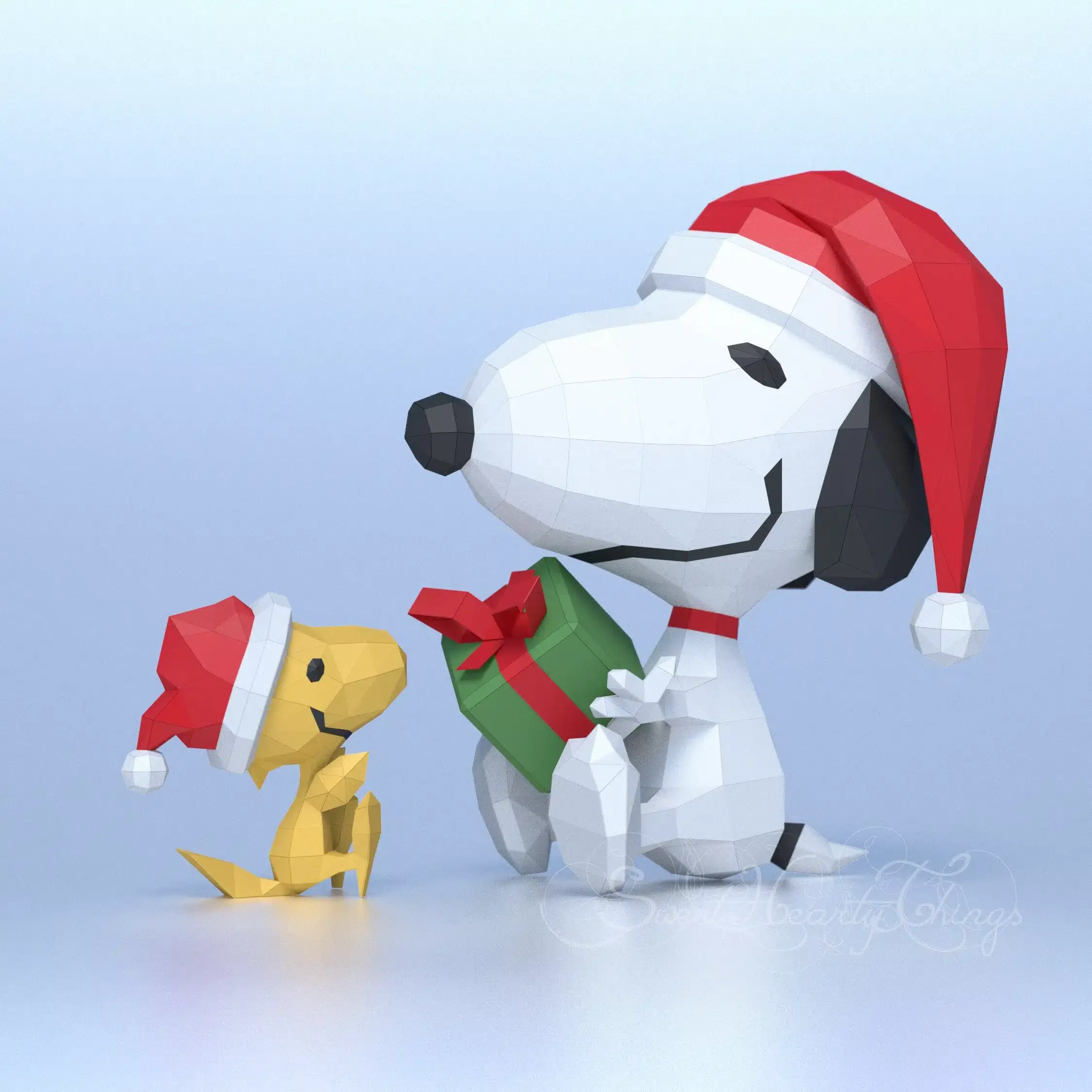 Papercraft Snoopy de Noël en origami