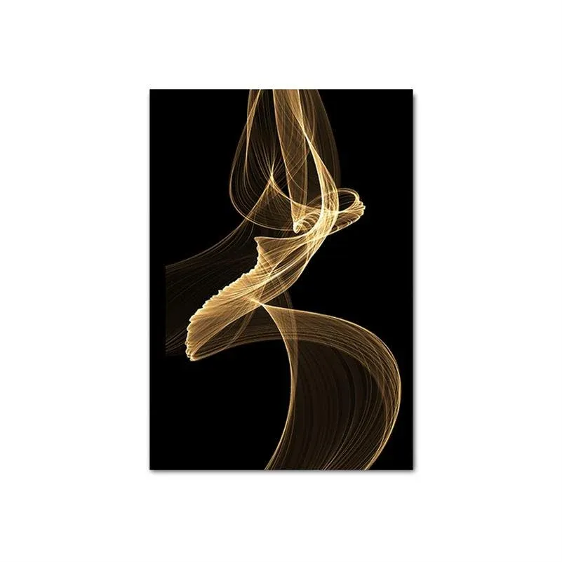 Tableau Abstrait Noir et Or – Image 6