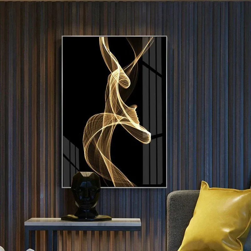 Tableau Abstrait Noir et Or – Image 4