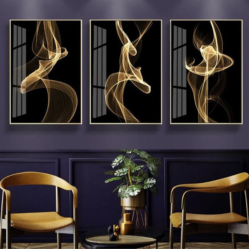 Tableau Abstrait Noir et Or – Image 2