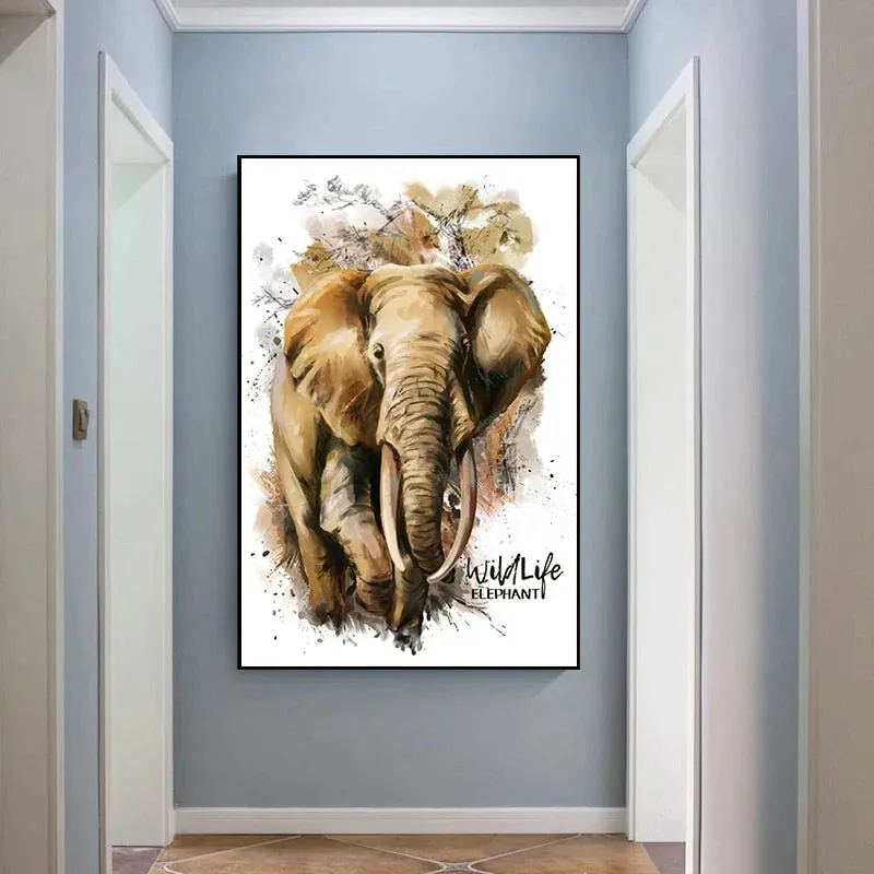 Toile Éléphant Fond Blanc