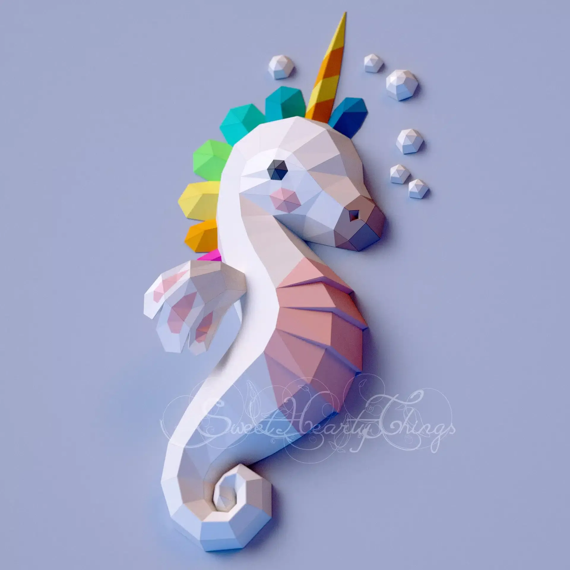 Papercraft de licorne hippocampe en origami – Image 4